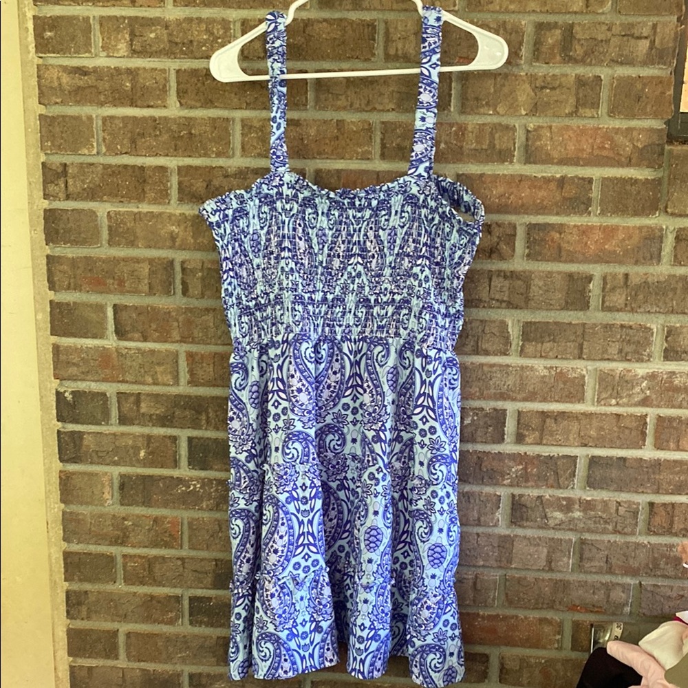 Simply Southern Blue and White Paisley Dress Xl